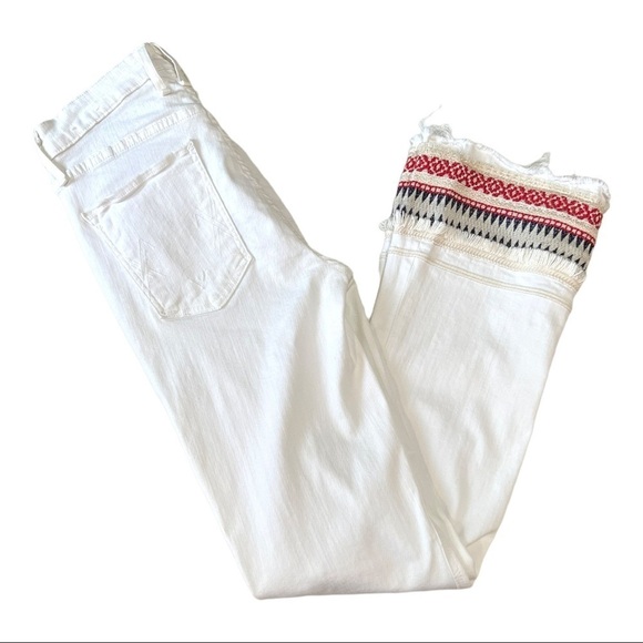 McGuire Ambrosio Majorette White Bohemian Kick Flare High Rise Crop Jeans - Picture 9 of 12